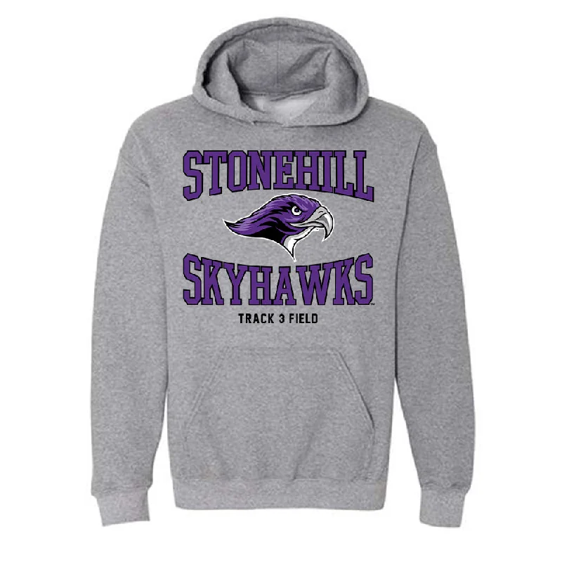 Stonehill - NCAA Women's Track & Field (Indoor) : Kaitlyn Gibbons - Classic Shersey Hooded Sweatshirt Hoodie with Stripes Bold Sporty Stonehill - NCAA Women's Track & Field (Indoor) : Kaitlyn Gibbons - Classic Shersey Hooded Sweatshirt Hoodie with Stripes Bold Sporty