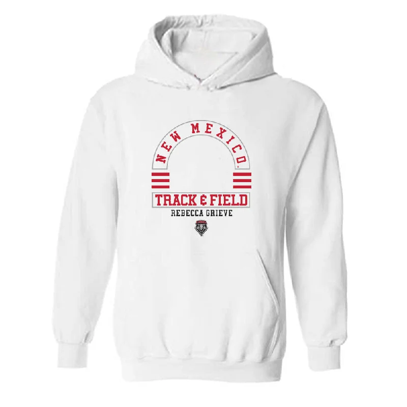 New Mexico - NCAA Women's Track & Field : Rebecca Grieve - Classic Fashion Shersey Hooded Sweatshirt Hoodie with Magnetic Closure Innovative Modern New Mexico - NCAA Women's Track & Field : Rebecca Grieve - Classic Fashion Shersey Hooded Sweatshirt Hoodie with Magnetic Closure Innovative Modern