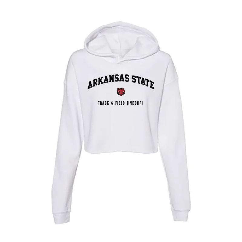 Arkansas State - NCAA Women's Track & Field : Jaybe Shufelberger - Women's Crop Fleece Hoodie Hoodie with Ribbed Cuffs Snug Fit Comfort Arkansas State - NCAA Women's Track & Field : Jaybe Shufelberger - Women's Crop Fleece Hoodie Hoodie with Ribbed Cuffs Snug Fit Comfort