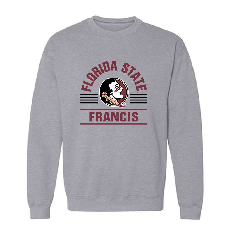 FSU - NCAA Women's Track & Field : Jaden Francis - Classic Fashion Shersey Crewneck Sweatshirt Hoodie with Back Slit Movement Comfort FSU - NCAA Women's Track & Field : Jaden Francis - Classic Fashion Shersey Crewneck Sweatshirt Hoodie with Back Slit Movement Comfort