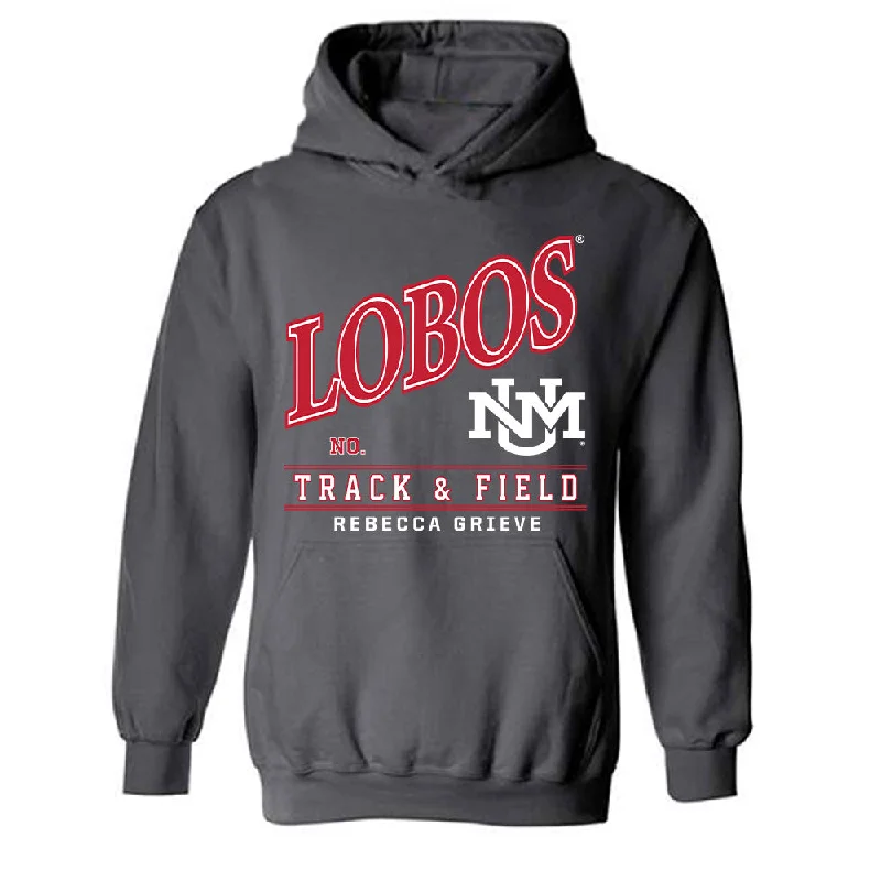 New Mexico - NCAA Women's Track & Field : Rebecca Grieve - Hooded Sweatshirt Zip Hoodie Drawstring Kangaroo Pocket New Mexico - NCAA Women's Track & Field : Rebecca Grieve - Hooded Sweatshirt Zip Hoodie Drawstring Kangaroo Pocket