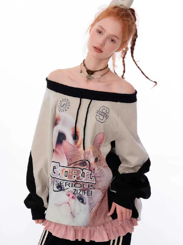 Round neck printed sweatshirt【s0000010149】 Hoodie with Embroidery Detailed Premium