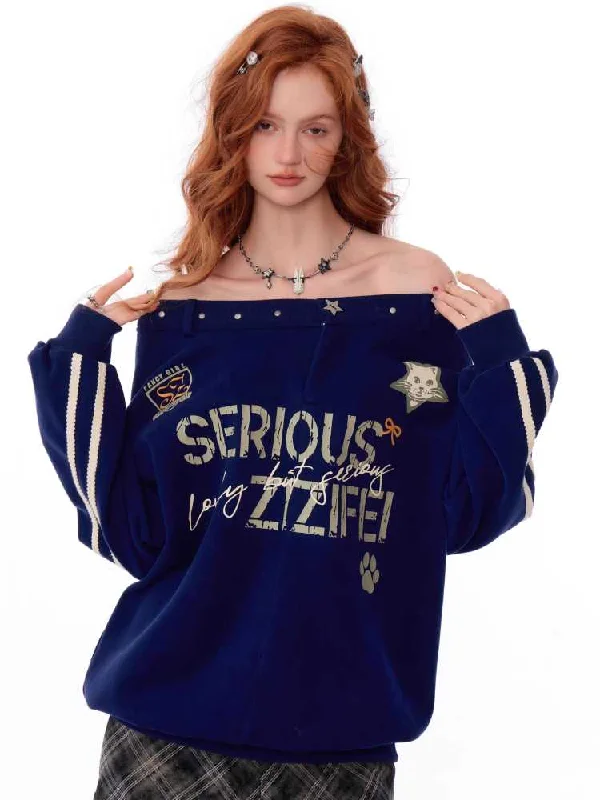 Sports style off-shoulder sweatshirt【s0000010153】 Hoodie with Bell Sleeves Flared Feminine Sports style off-shoulder sweatshirt【s0000010153】 Hoodie with Bell Sleeves Flared Feminine