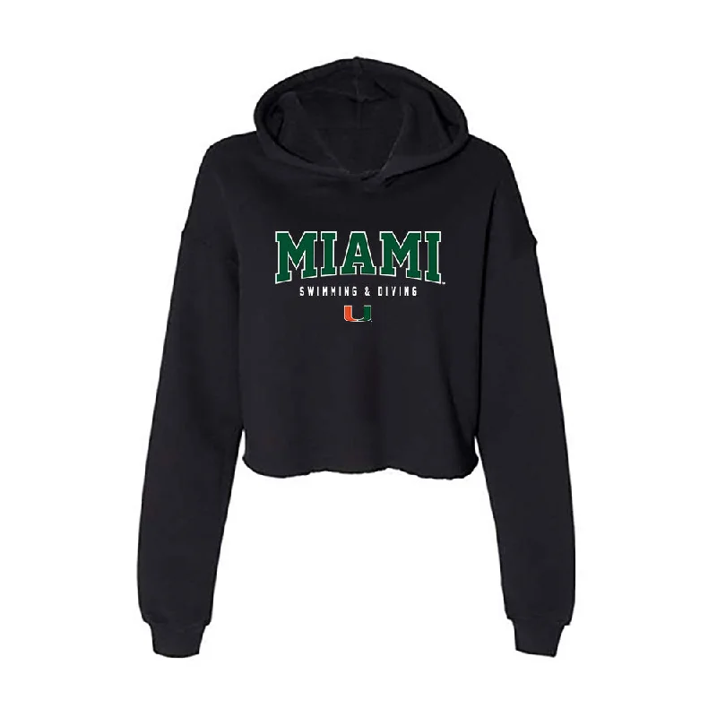 Miami - NCAA Women's Swimming & Diving : Ashlyn Massey - Women's Crop Fleece Hoodie Hoodie with Hem Patch Decorative Personalized Miami - NCAA Women's Swimming & Diving : Ashlyn Massey - Women's Crop Fleece Hoodie Hoodie with Hem Patch Decorative Personalized