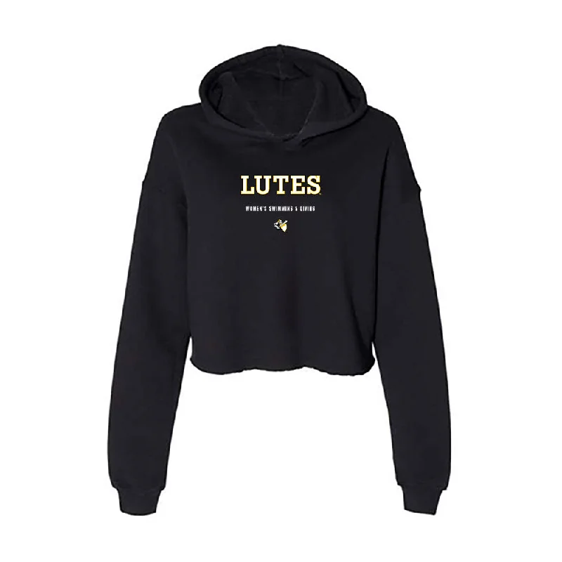 PLU - NCAA Women's Swimming & Diving : Anna Haneda - Women's Crop Fleece Hoodie Hoodie with Button Placket Classic Preppy