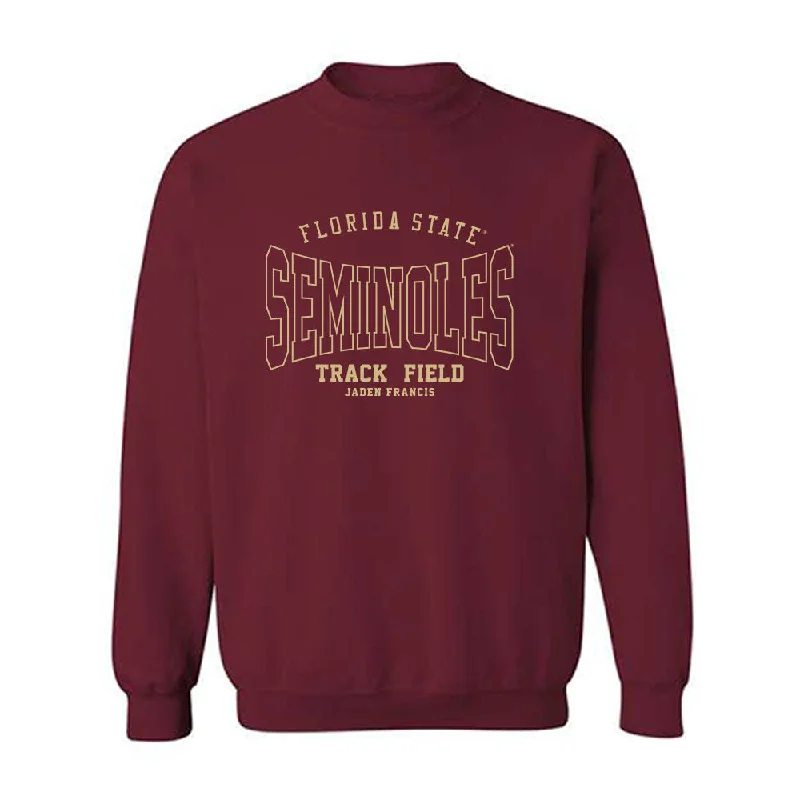 FSU - NCAA Women's Track & Field : Jaden Francis - Classic Fashion Shersey Crewneck Sweatshirt Hoodie with Frayed Bohemian Relaxed FSU - NCAA Women's Track & Field : Jaden Francis - Classic Fashion Shersey Crewneck Sweatshirt Hoodie with Frayed Bohemian Relaxed