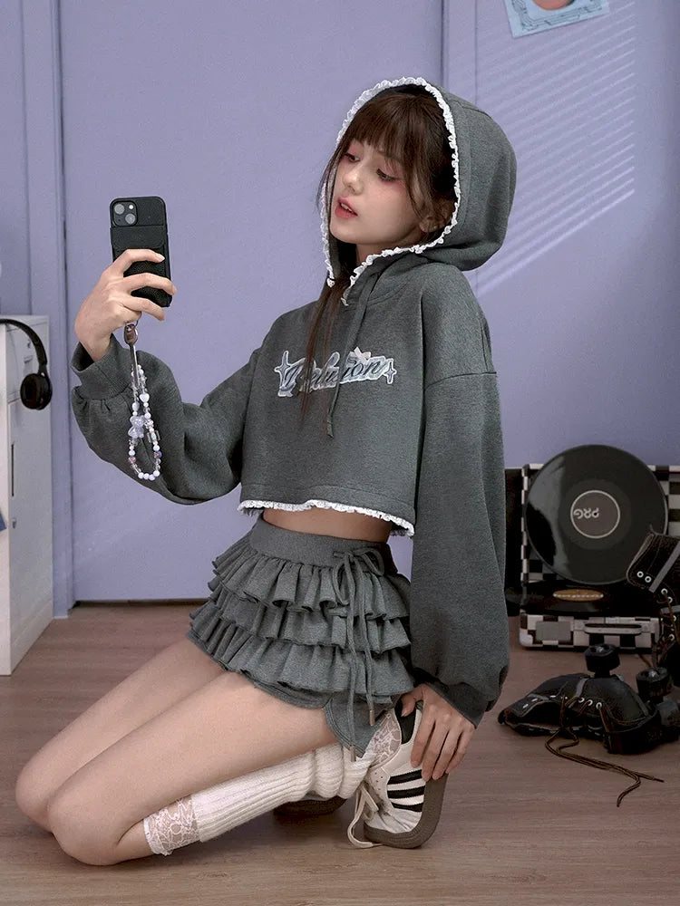 Loose Gray Hooded Sweatshirt【s0000010115】 Hoodie with Drop Shoulder Relaxed Streetwear Loose Gray Hooded Sweatshirt【s0000010115】 Hoodie with Drop Shoulder Relaxed Streetwear