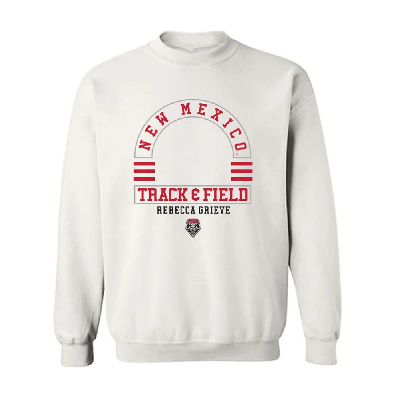 New Mexico - NCAA Women's Track & Field : Rebecca Grieve - Classic Fashion Shersey Crewneck Sweatshirt Hoodie with Hem Fringe Bohemian Relaxed New Mexico - NCAA Women's Track & Field : Rebecca Grieve - Classic Fashion Shersey Crewneck Sweatshirt Hoodie with Hem Fringe Bohemian Relaxed