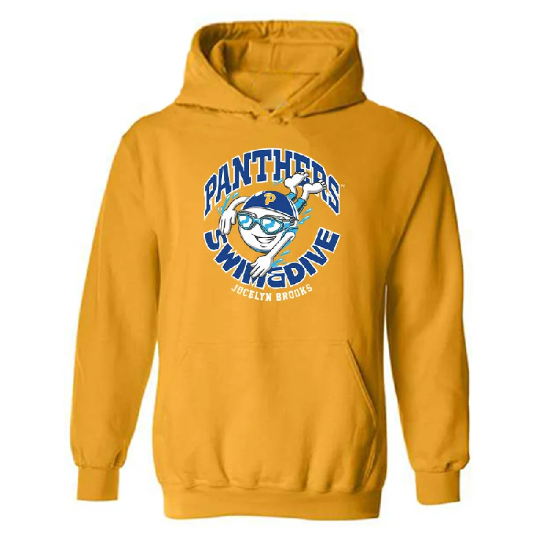 Pittsburgh - NCAA Women's Swimming & Diving : Jocelyn Brooks - Fashion Shersey Hooded Sweatshirt Hoodie with Distressed Vintage Worn Pittsburgh - NCAA Women's Swimming & Diving : Jocelyn Brooks - Fashion Shersey Hooded Sweatshirt Hoodie with Distressed Vintage Worn