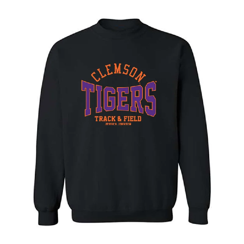 Clemson - NCAA Women's Track & Field : Jessica Johnson - Classic Fashion Shersey Crewneck Sweatshirt Hoodie with Hem Frayed Vintage Worn Clemson - NCAA Women's Track & Field : Jessica Johnson - Classic Fashion Shersey Crewneck Sweatshirt Hoodie with Hem Frayed Vintage Worn