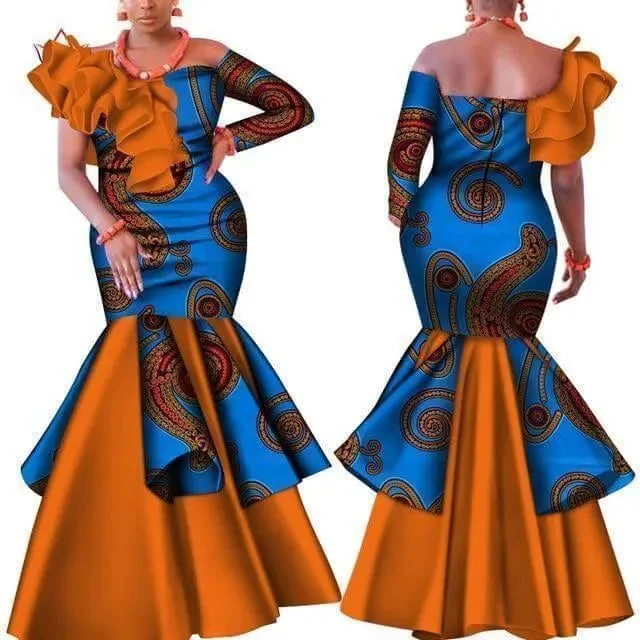 African Dress Blue Prints