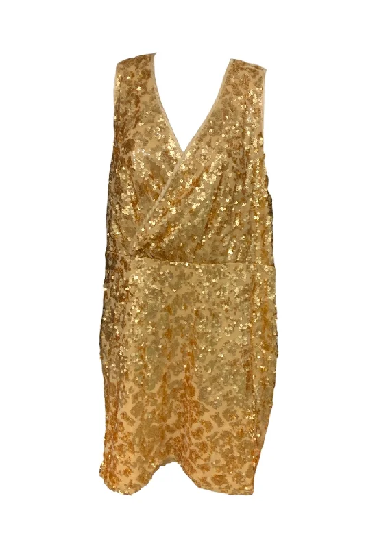 Boohoo Women’s Gold Sequined Dress 10