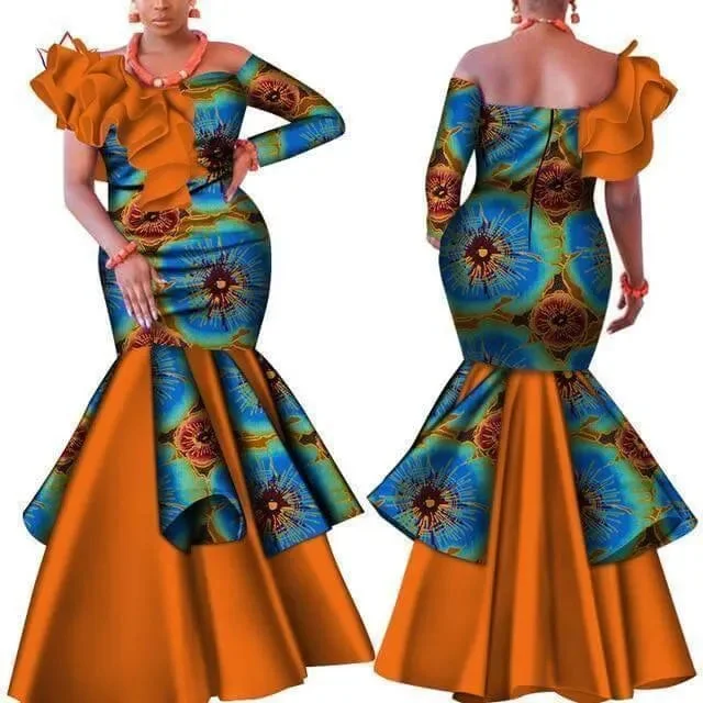 Dashiki Slash Neck African Dress