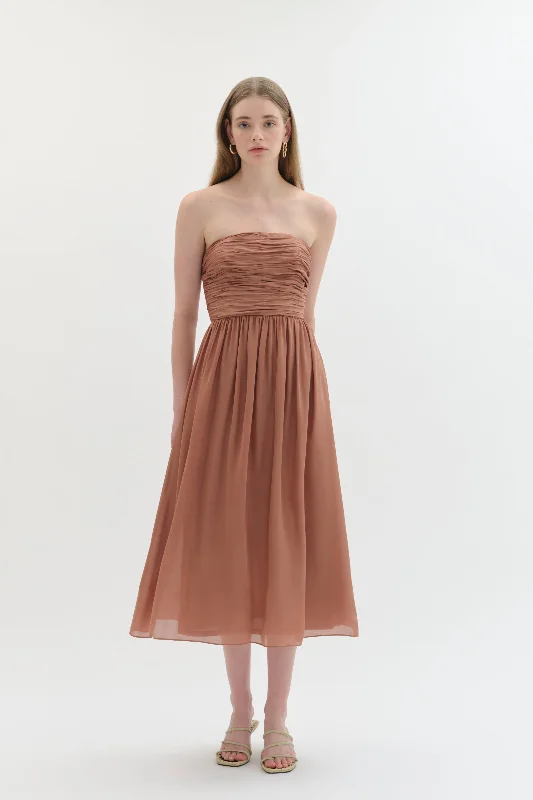Gathered Silk Dress