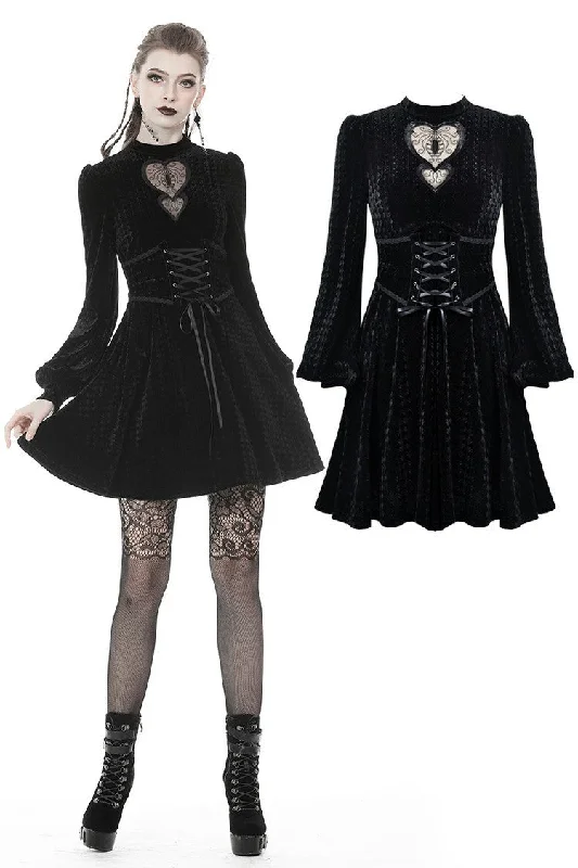Gothic double heart front belt waist dress DW373