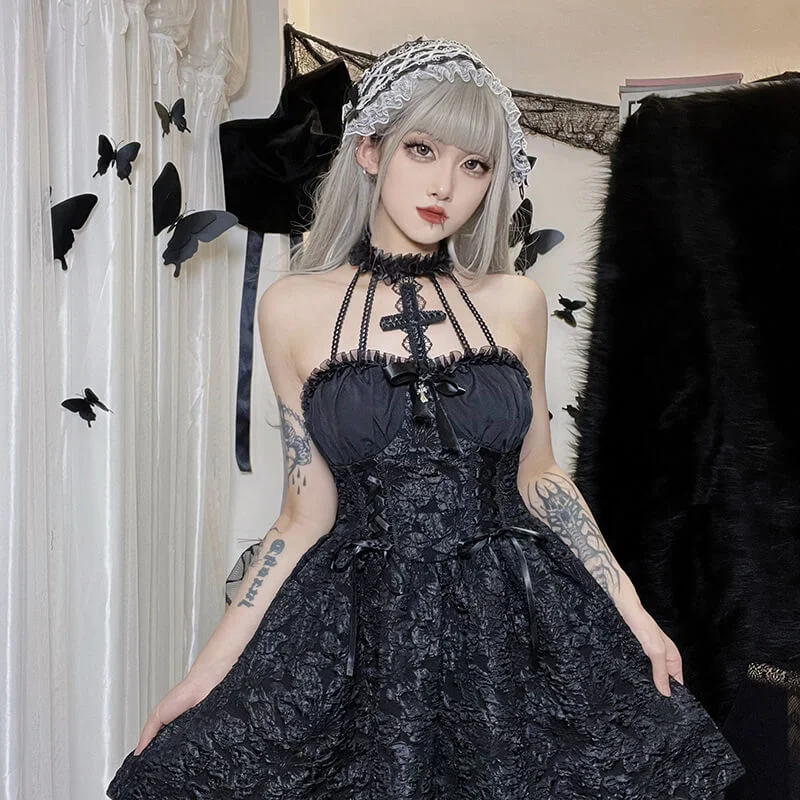 Gothic Lace Halter Lolita Dress