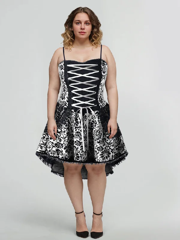 Halloween Gothic Lace High Low Hem Dress