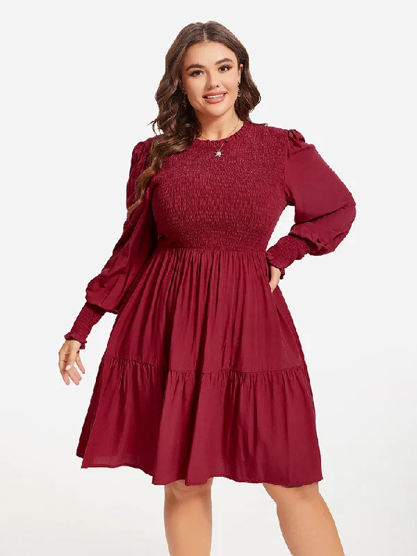Flounce Sleeve Ruffle Hem Dress