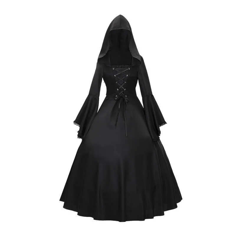 Medieval Witch Halloween Hooded Dress