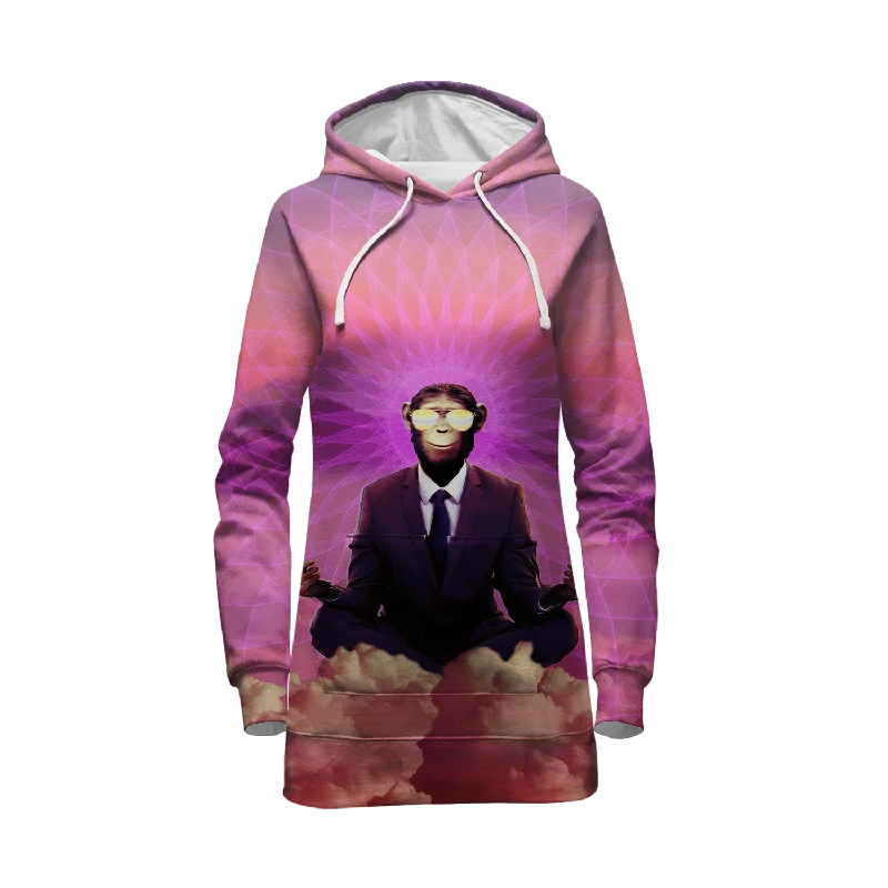Meditating Ape All Over Print Hoodie Dress