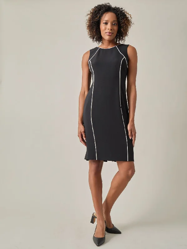 Piping Detail Dress, Iconic Stretch Crepe