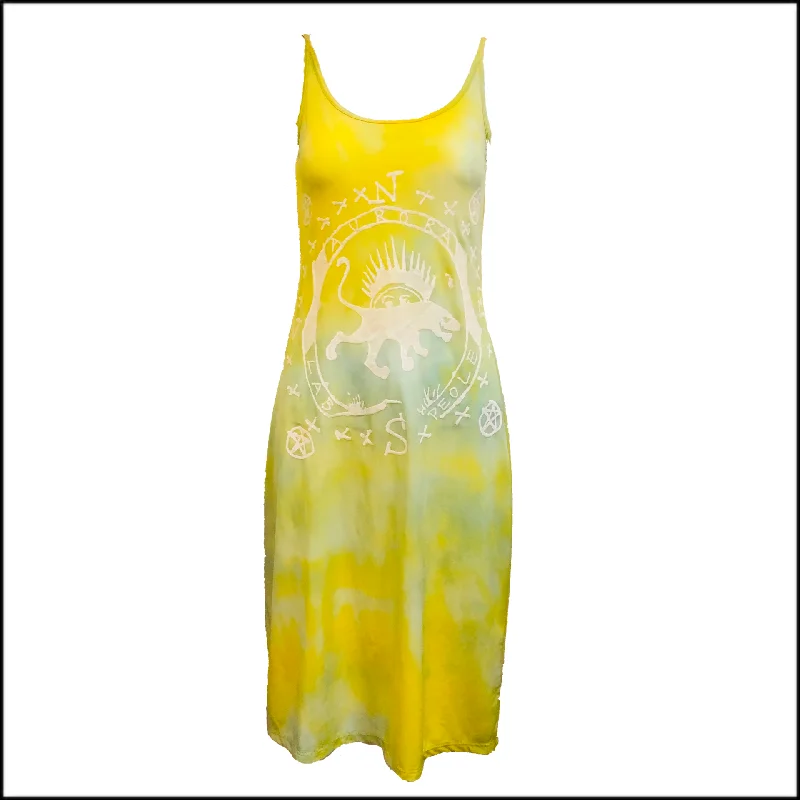 The People of the Labyrinths Yellow Green Tie Dye Jersey Tank Dress