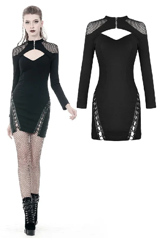 Punk mermaid sexy lace up thigh pencil dress DW353