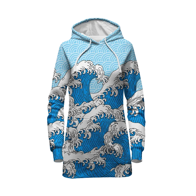 Retro Waves All Over Print Hoodie Dress