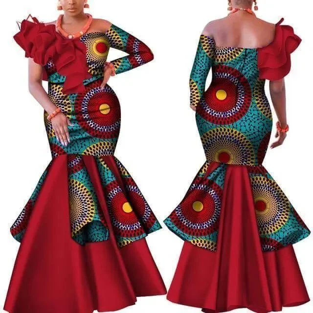 Slash Neck Dashiki African Dress