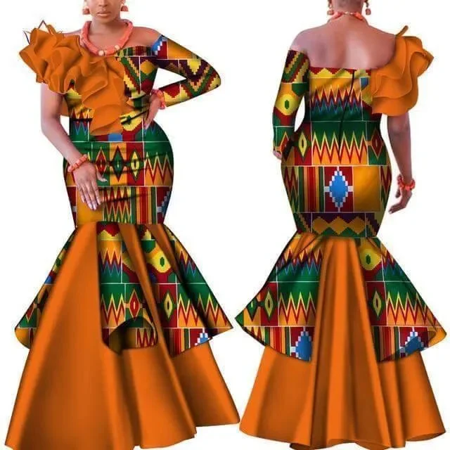 Slash Neck Traditional African Dress