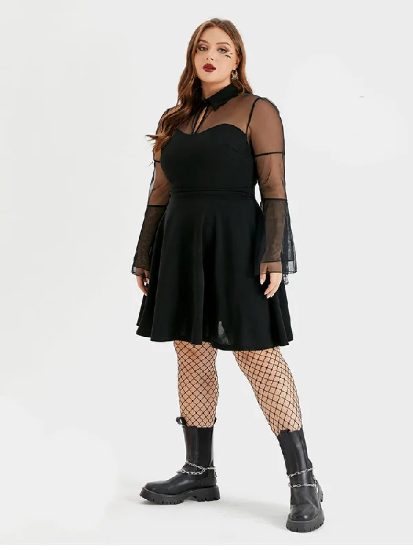 Halloween Flounce Sleeve Mesh Dress