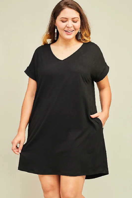 V-Neck Dress with Side Pockets