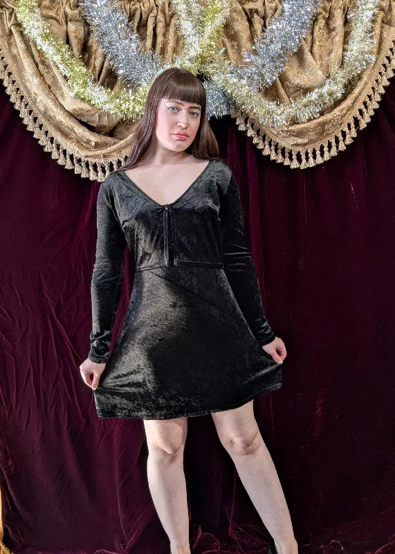 Vintage 90s Black Velvet Dress and Jacket
