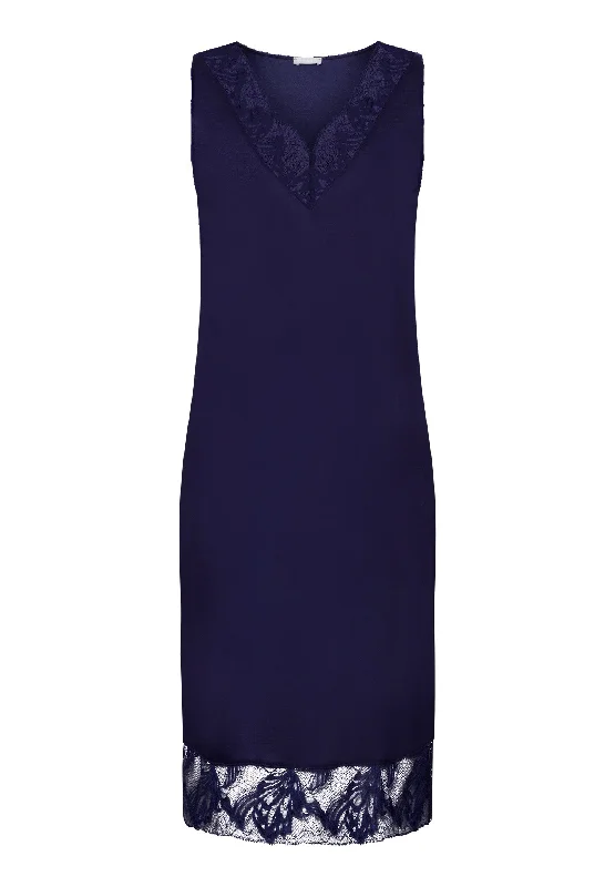 Eva TENCEL™ Lace Trim Tank Nightgown | Evening Blue 74884-2621 crew neck tank
