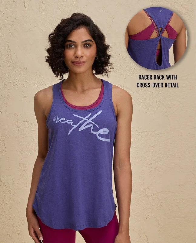 Nykd By Nykaa Summer Essential Cotton Slub Longline Tank -NYAT034-Blue high neck tank