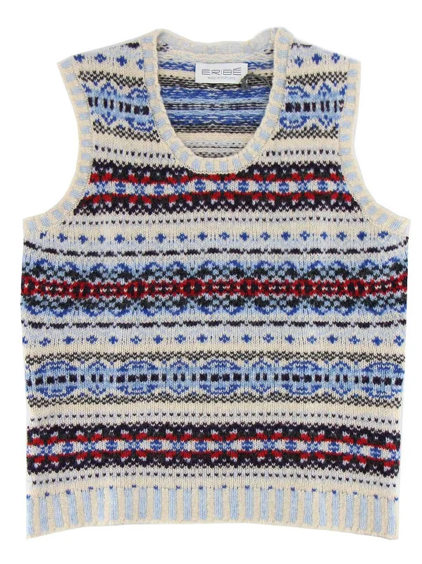 Scottish Wool Fairisle Tank Top in Sundae Cream stretchy tank top