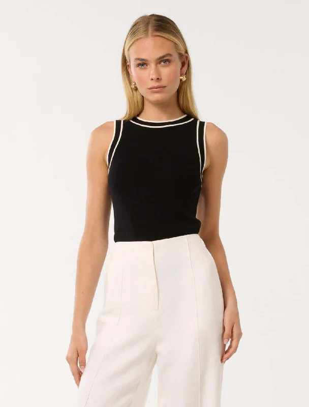 Chelsea Tipped Knit Tank Top chic tank top