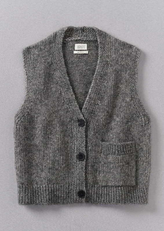Cotton Alpaca Button Through Tank | Grey Melange bright tank top