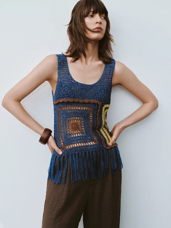 Crochet U Neck Knitted Tank Top chic tank top