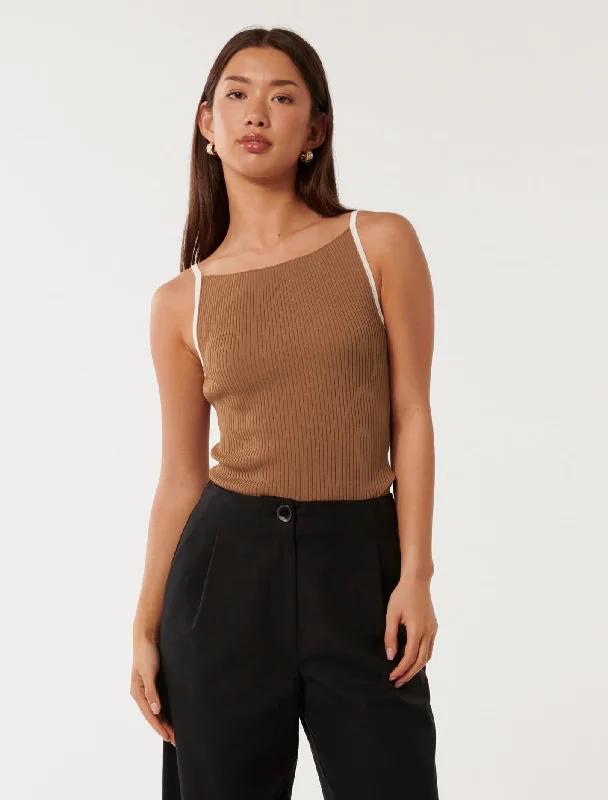 Erica Tipped Tank Top black tank top