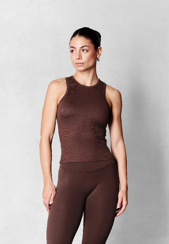 Full Length Rib Tank - Parisian Brown lounge tank top