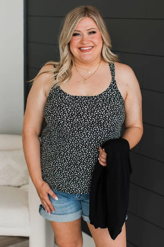 Just A Crush Floral Tank Top- Black comfortable tank top