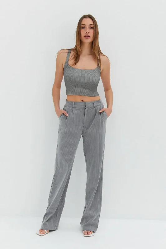 Keira Knit Tank Top - Dark Grey lime green tank