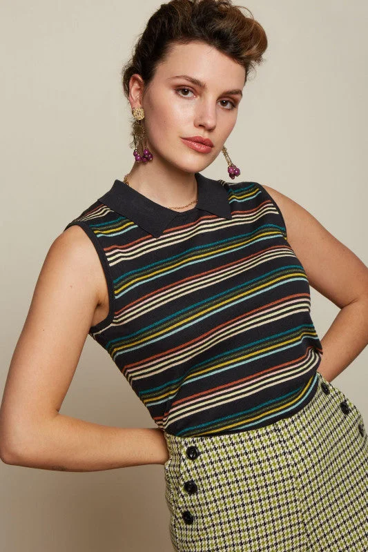 King Louie - Collar Tank Top - Lurex Riera Stripe fitness tank top