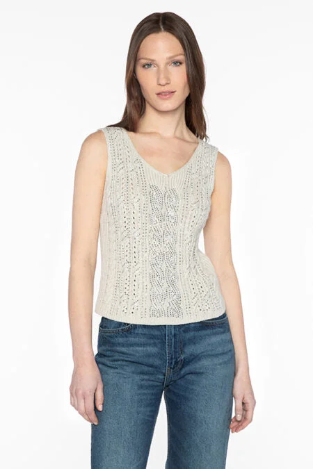 Kinross Cashmere Crystal Cable Tank cropped tank top