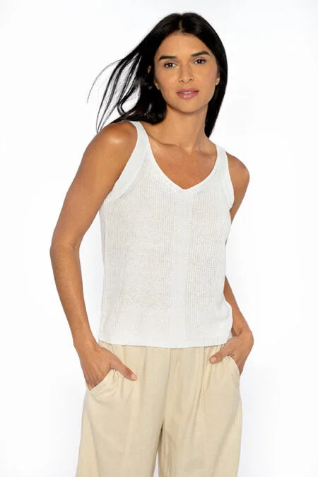 Kinross Cashmere Rib Vee Tank long tank top