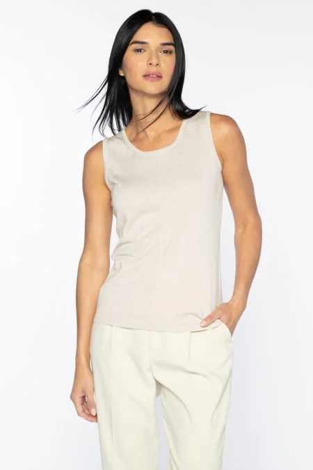 Kinross Cashmere Seamed Tank rhinestone tank top