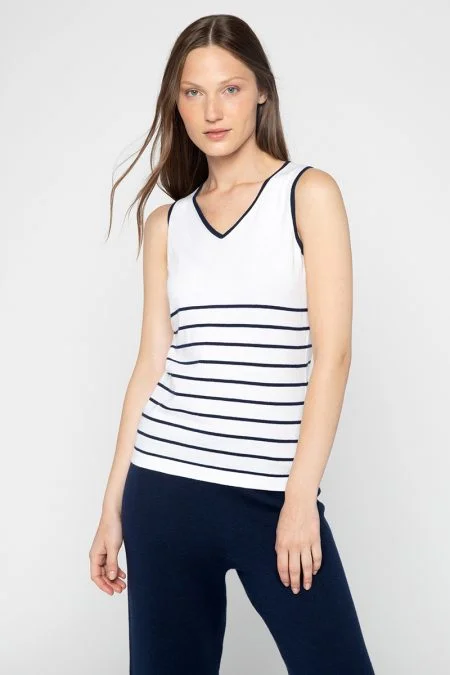Kinross Cashmere Vee Tank teal tank top
