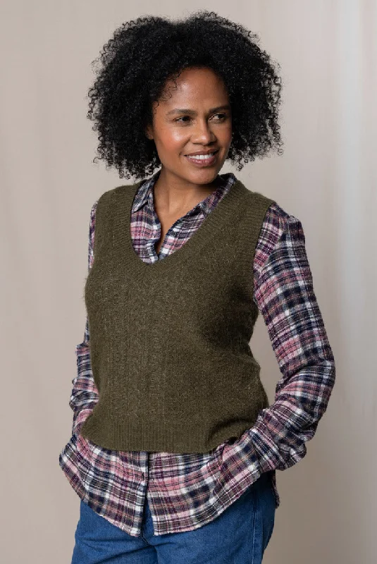 Laurel Cable Knit Tank in Olive lavender tank top