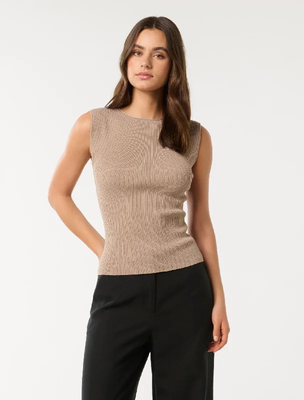 Lottie Crew Neck Knit Tank Top neon tank top
